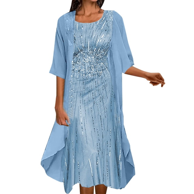 2025 Robe Longue d'Été Décontractée pour Femmes, Élégante Robe en Mousseline Imprimée, Robes Maxi pour Femmes pour l'Été, Deux Pièces