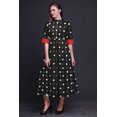 thumbnail image 4 of Bimba Robe à Manches Roulées pour Femmes à Imprimé Feuilles, Col Mandarin, Chemise Boutonnée - Moyen, 4 of 5