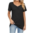 thumbnail image 1 of Timegard Hauts pour Femmes Manches Courtes Col en V Froncé Blouse Confortable Tunique Décontractée à Porter avec des Leggings, 1 of 6
