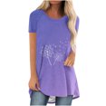 thumbnail image 1 of Birdeem Mode Femmes Mode Manches Courtes Col Rond T-Shirt Long Imprimé Blouse Hauts Amples, 1 of 4