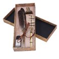 thumbnail image 1 of Feather Pen Set with 5 Interchangeable Nib Letter Opener Pen Holder Ink Empty Bottle Quill Pen Set for Student Birthday Gray, 1 of 14