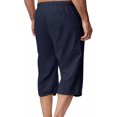 thumbnail image 3 of EOYWHK Mens Linen Capri Pants Summer Loose Fit Lightweight Sleep Shorts Elastic Waist Drawstring with Pockets, 3 of 6