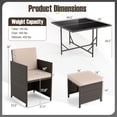 thumbnail image 3 of Gymax Set Of 9 Patio Dining Set w/Tempered Glass Table & Ottoman Removable Cushions, 3 of 7