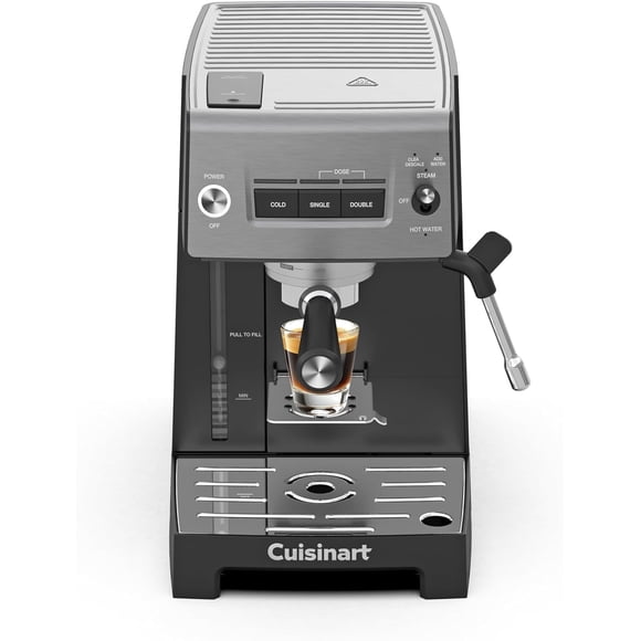 Machine à Espresso Bar Cuisinart Remise à Neuf avec Pression de 20 Bars, Porte-Filtre en Acier Inoxydable de 54 mm, Buse Vapeur et Moussage, Extraction à Froid, Réservoir d'Eau de 48 oz, EM-320C