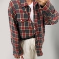 thumbnail image 4 of Erwazi Women Plaid Button Down Shirts Long Sleeve Shacket Jacket Fall Blouses Tops, 4 of 5