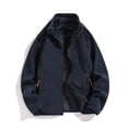thumbnail image 4 of SBYOJLPB Jackets for Men Men'S Solid Color Pocket Zipper Long Sleeved Fleece Cotton Jacket, 4 of 5