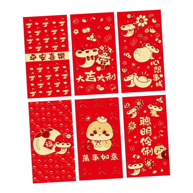 KLKCMS 6 Pieces Chinese New Year Red Envelopes Hong Bao for Party Favors Graduation G