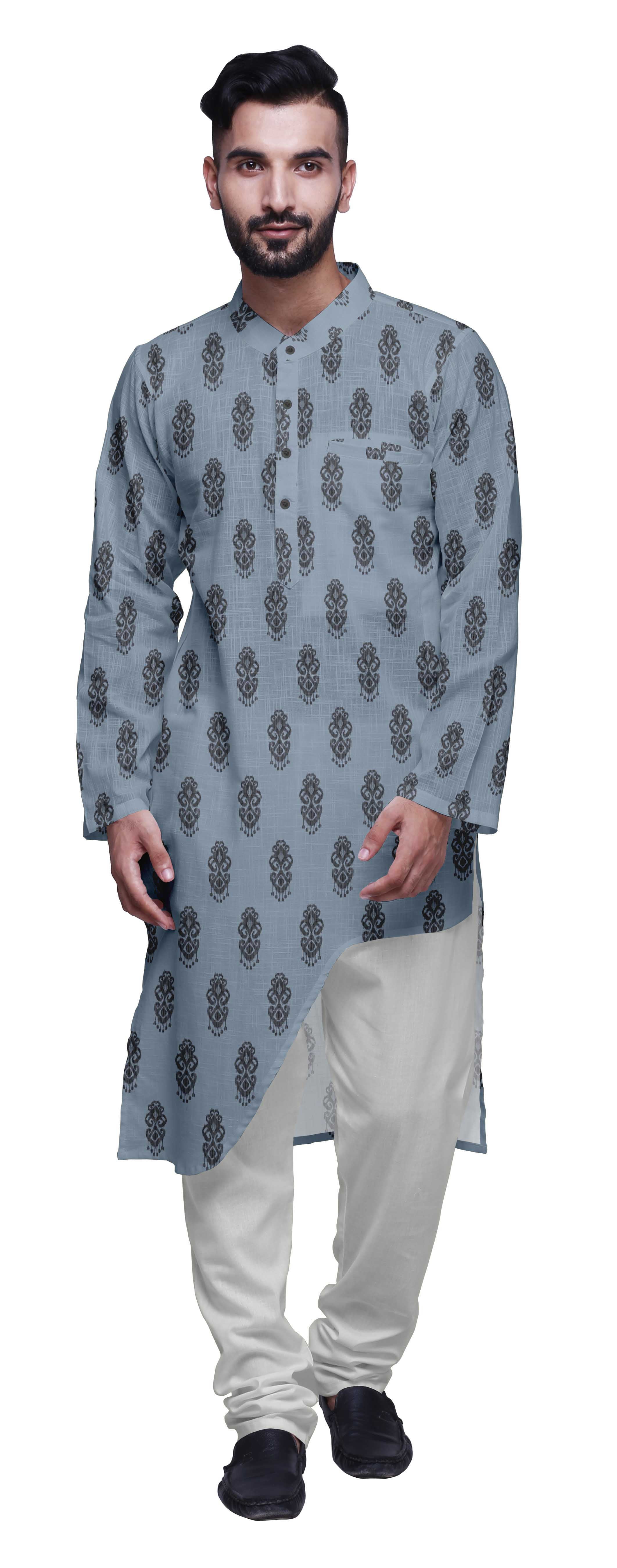 Atasi Designer Kurta Set For Boys Printed Long Kurta Pajama Summer Clothing