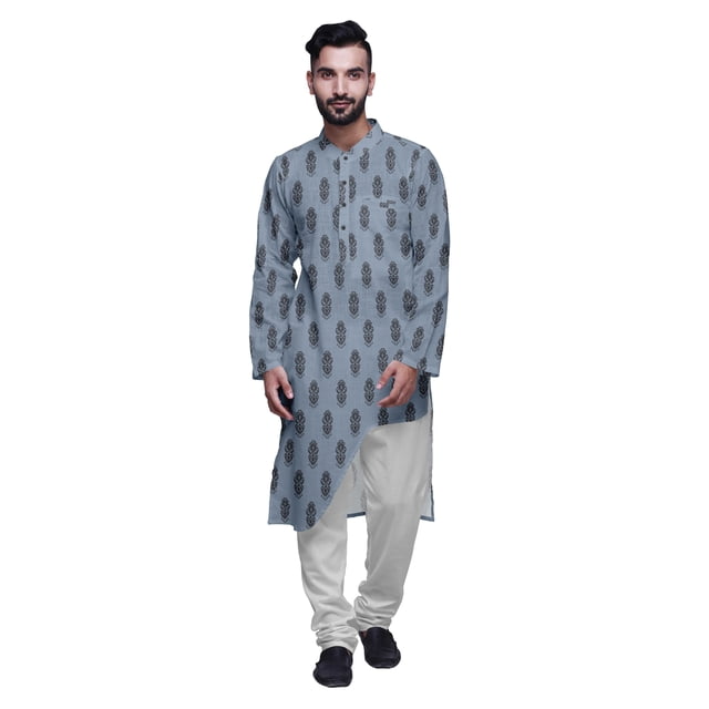 Atasi Printed Long Asymmetric Kurta Pajama Set For Men Party Wear Clothing