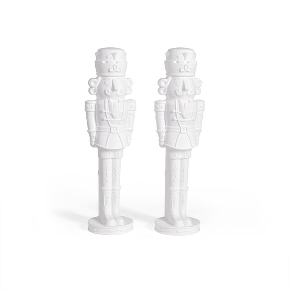 Step2 Nutcracker Prince Paintable DIY Holiday Statue, 4-Foot Tall, 2 Pack, White