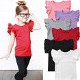 thumbnail image 1 of Nouveau-né Bébé Filles Garçon Été Coton Manches Volantes Tops, 1 of 1