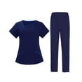 thumbnail image 1 of Yinanstore Women's Short Sleeve Scrub Set, Dark Blue, L, 1 of 8