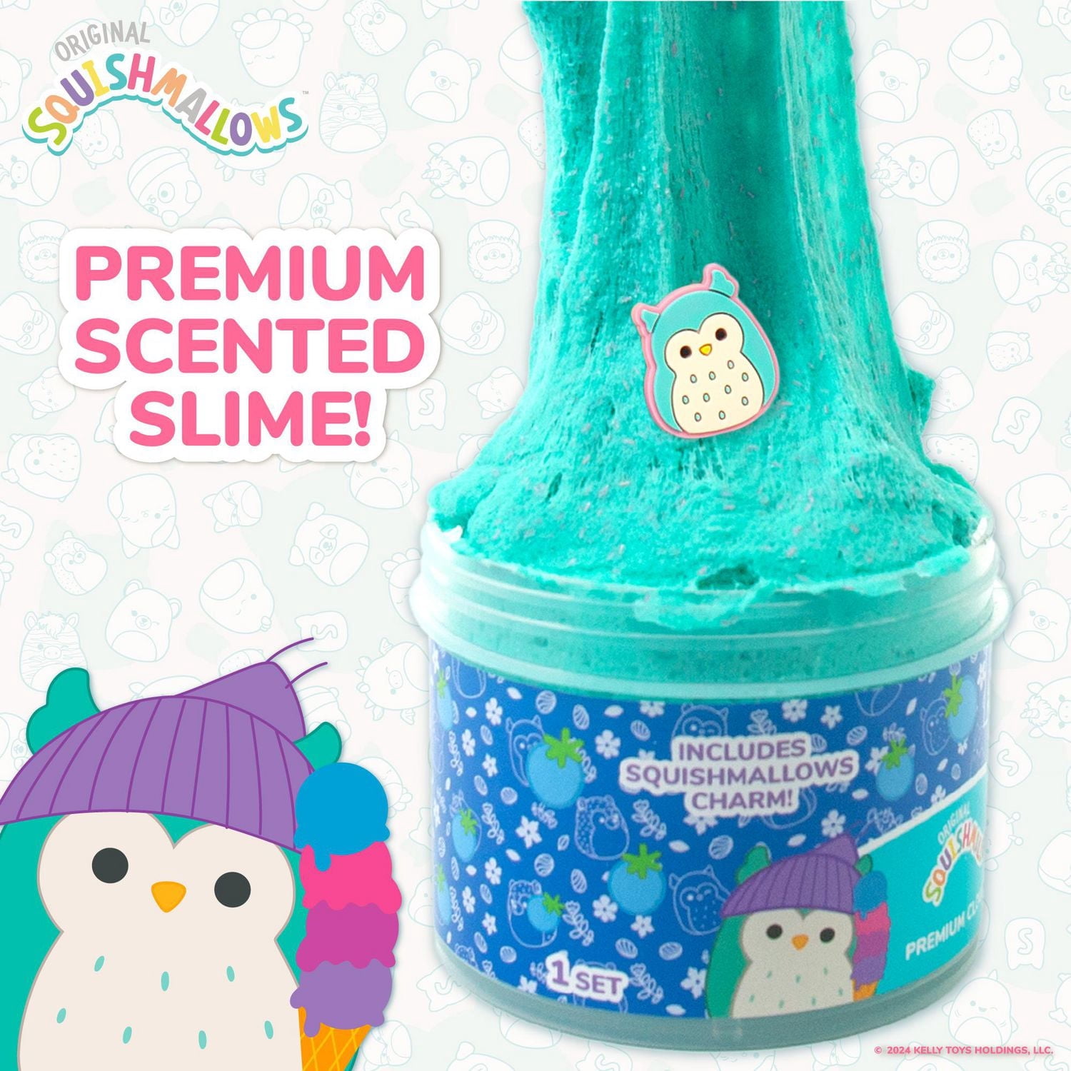 Original Squishmallows™ Winston le Hibou Substance Gluante Nuage De Qualité Supérieure, Parfumée à La Framboise Bleue
