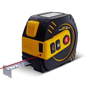 2 in 1 Digital Tape Measure with 130ft/40m Laser Distance Meter and 16ft/5m Retractable AutoLock Measuring Tape with LCD Backlit Display 4 Measurement Modes Data Storage Imperial Metric Tape