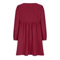 thumbnail image 4 of cfhntfmh Robes Décontractées pour Femmes Automne Amples à Manches Longues Robe Chemise Froncée Détente Col Rond Boutons Robe Plissée Mini, 4 of 6