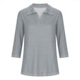 thumbnail image 4 of Hot6sl Économies d'Été Liquidation Blouse & Chemise à Manches Courtes Col Rabattu, T-shirt Assorti pour Femmes Col en V Col Rabattu Manches 3/4, Haut en polyester pour Femmes/gris, 2TG, 4 of 8