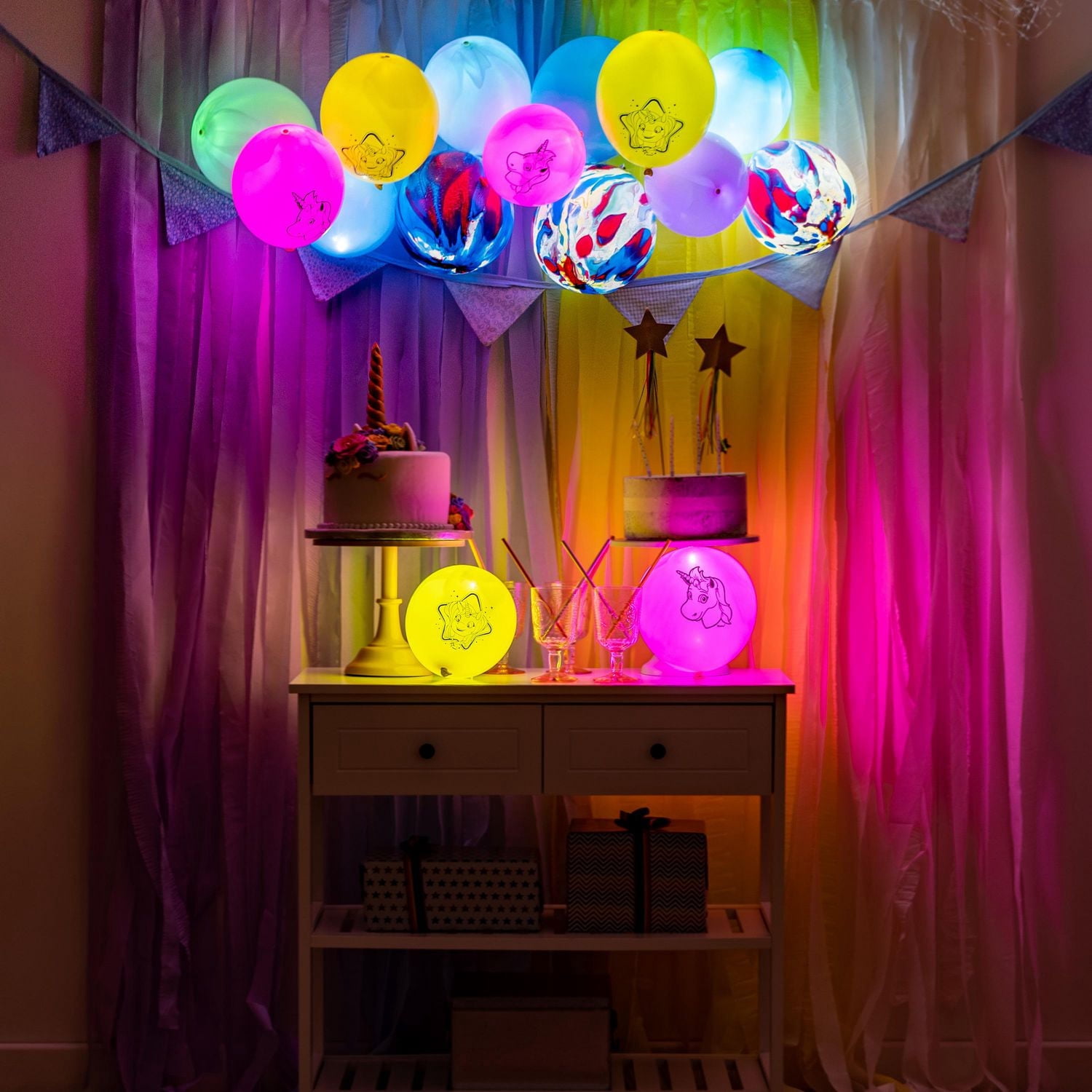 illooms Unicorn LED light up balloons 15PK