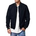 thumbnail image 1 of Faithtur Men's Bomber Flight Jacket Casual Patchwork Fall Winter Coats Zipper Closure Outwear, 1 of 5