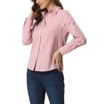 thumbnail image 4 of INSPIRE CHIC Chemises pour Femmes à Boutons, Manches Longues Retroussables, Col à Revers, TG, Roses, 4 of 6