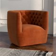 thumbnail image 2 of Allora Chaise Pivotante en Velours Style Mid-Century Modern Orange Brûlé, 2 of 6