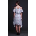 thumbnail image 3 of Bimba Blue Watercolor Printed Womens Cold Shoulder Tunic Party Round Neck Shift Dress - Small, 3 of 6