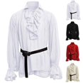 thumbnail image 3 of Lefu Retro Men Gothic Shirt Top Victorian Medieval Ruffle Pirate Puff Sleeve Bandage, 3 of 9
