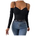 thumbnail image 4 of Mode Femmes Décontracté Confortable Uni Col en V Haut Blouse T-Shirt, 4 of 8