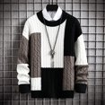 thumbnail image 4 of EGNMCR Pull Col Roulé pour Hommes, Pull Élastique Col Rond Tendance Texture Couleurs Assorties Manteau Pull Polyester pour Hommes, 4 of 5