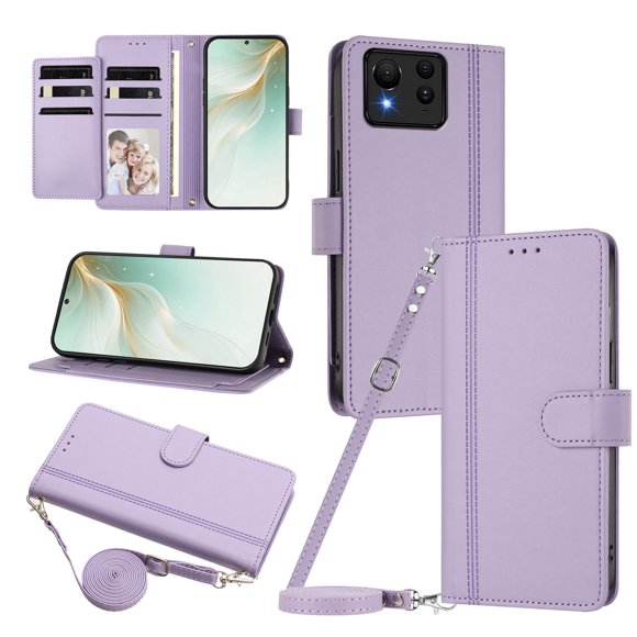 Book Style Wallet Cover for ASUS Zenfone 11 Ultra, Soft PU Leather, Light Purple