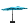 thumbnail image 1 of Costway Parasol de Patio Double Face Jumeau de 15 Pi pour l'Extérieur, Style Marché, avec Manivelle et Base, Turquoise, 1 of 10