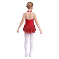 thumbnail image 2 of Oyolan Robe de Patinage Artistique pour Filles, Sans Manches, à Strass et Fleurs, avec Paillettes, Empiècement en Maille, Ballet, Patinage à Roulettes, Rouge, 8, 2 of 7