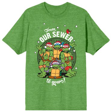 Les Tortues Ninja T-Shirt Vert Chiné Festif des Fêtes « From Our Sewer to Yours »