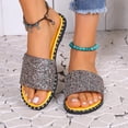 thumbnail image 1 of Cameland Women's Summer New Plus Size Frosted Sequin Line Over Beach Flats Light Sandals, 1 of 9