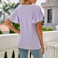 thumbnail image 4 of RKSTN Womens Tops 2024 Fashion Mesh Breathable Short Sleeve V-Neck Blouse Tops Comfortable Temperament Solid Color Tops, 4 of 4