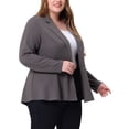 thumbnail image 4 of Agnes Orinda Women's Plus Size Blazer Button Notch Panel Ruffle Peplum Blazers 1X Gray, 4 of 6