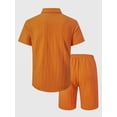 thumbnail image 4 of TIMIFIS Men's Cotton Linen Sets Short Sleeve Pleats Suits 2 Piece Button Shirt and Shorts Beach OutfitsFall, 4 of 8