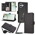 thumbnail image 1 of iPhone 17 Leather Wallet Case, Book Style Cover with Tab Closure, Black, 1 of 6