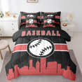 thumbnail image 1 of YST Ensemble de Douillette 7 Pcs pour Adolescents Garçons Baseball, Literie Sport Rouge et Noire, Format Double, 1 of 4