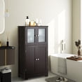 thumbnail image 2 of Costway Bathroom Floor Storage Cabinet Kitchen Cupboard w/Doors&Adjustable Shelf Brown, 2 of 10