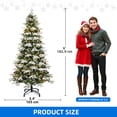 thumbnail image 4 of DEXTRUS 6ft Pre-Lit Artificial Christmas Tree with 900 PE & PVC Mixed Branch Tips, 29 Pine Cones & 300 Lights, Pre-Decorated Tiered Flocked Christmas Tree with Remote Control and 11 Modes Light, 4 of 12