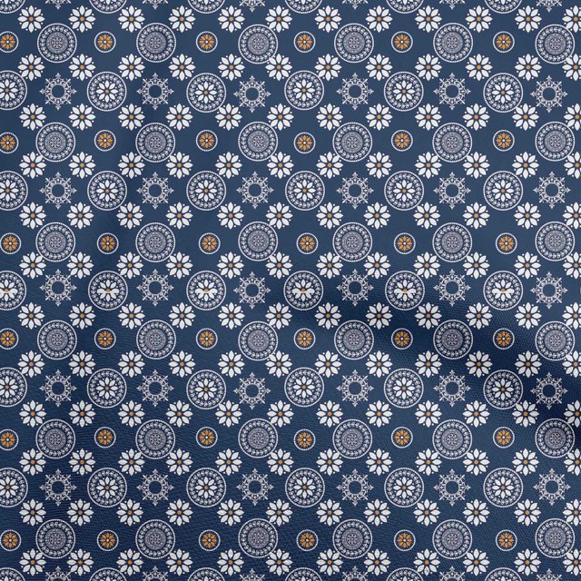 oneOone Rayon Navy Blue Fabric Block Craft Projects Decor Fabric Printed By The Yard 56 Inch Wide