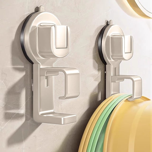 Press Type Suction Cup Hook with Adjustable Height, Strong Load Bearing, No Drill Installation for Bathroom Kitchen Balcony Use