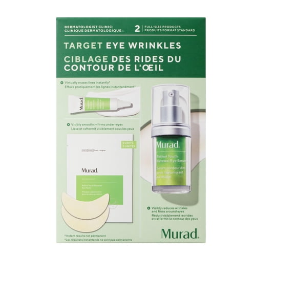 Murad Target Eye Wrinkles (3 Piece Value Set) - Retinol Eye Serum, Targeted Wrinkle Corrector, Retinol Eye Mask - Improves Undereye Puffine