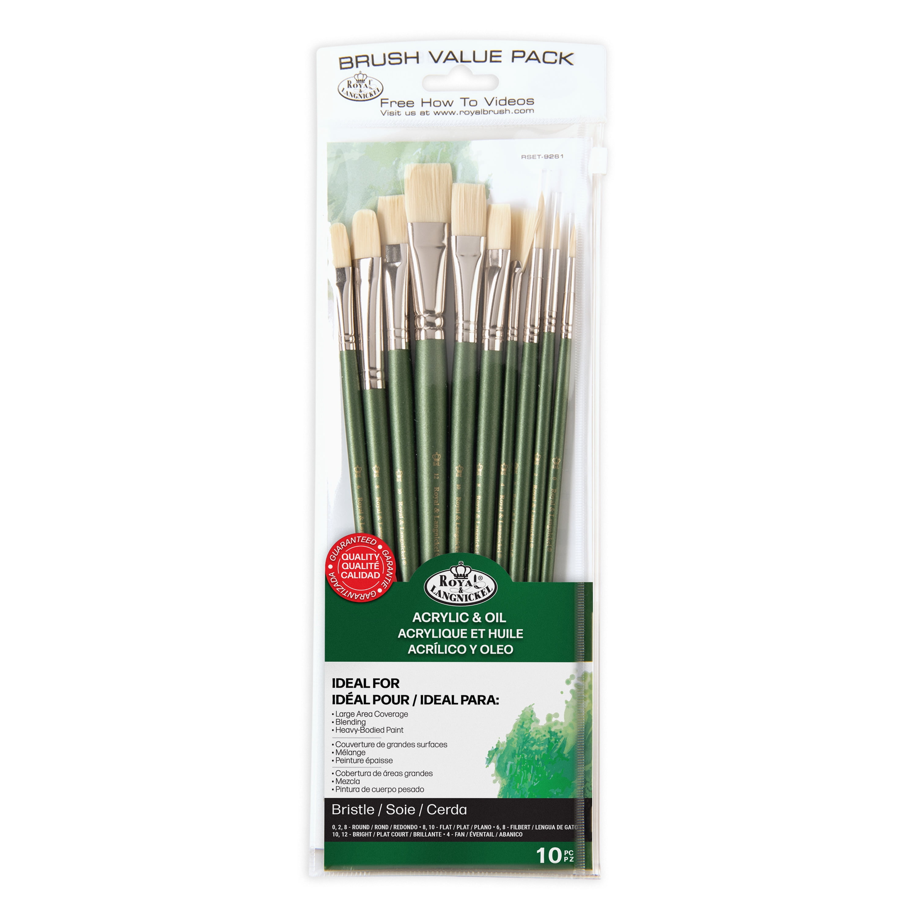 Royal & Langnickel - 10pc Long Handle, Acrylic and Oil Paint Brush Set | RSET-9261 |