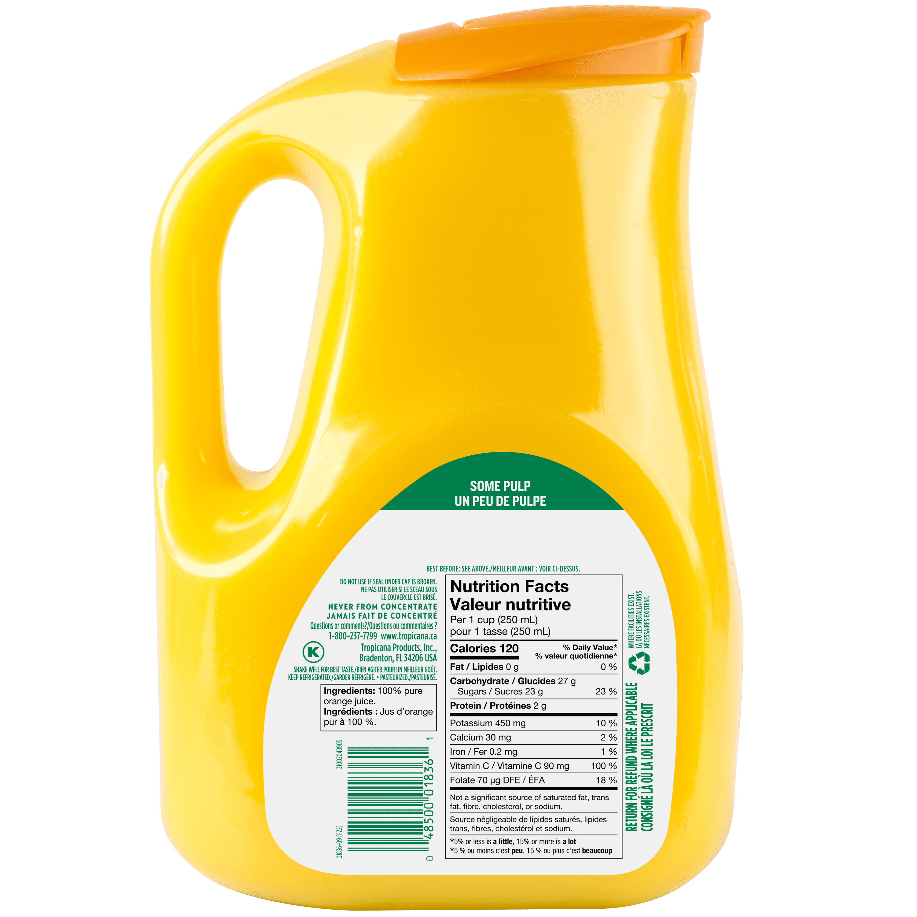 Tropicana 100% Pure Orange Juice Some Pulp, 2.63L