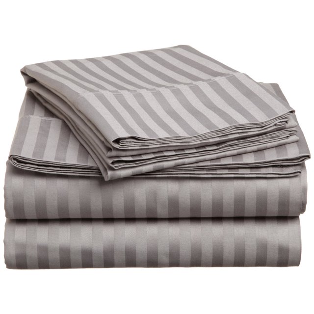 ELAINE KAREN 1800 Series - Soft Brushed Microfiber - Striped FULL Bed Sheet Set, Grey