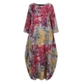 thumbnail image 4 of ZANZEA Robes pour Femmes à Manches Longues à Imprimé Floral Kaftan Décontracté Robe Maxi, 4 of 5