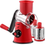 Geedel Kitchen Cheese Grater, Rotary Mandoline Vegetable Slicer with Interchangeable Blades, Easy to Use Rotary Grater Slicer for Fruit, Vegetables, Nuts