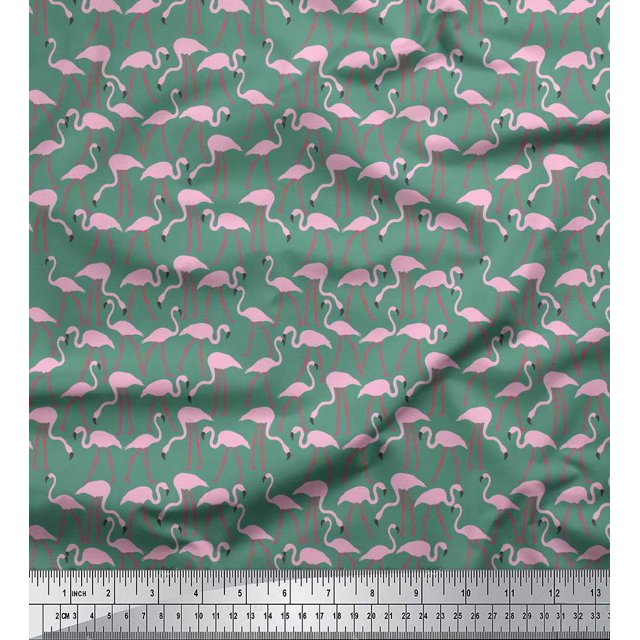 Soimoi Rayon Fabric Flamingo Bird Print Fabric by Yard 56 Inch Wide