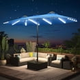 thumbnail image 2 of YODOLLA 15FT Double-Sided Patio Umbrella with Solar Lights, Rectangular Outdoor Umbrella, Dark Blue, 2 of 9